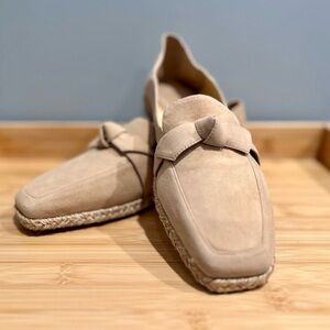 Alexandre Birman Clarita Bow Embellished Faux Suede Espadrille Flats. Size 38